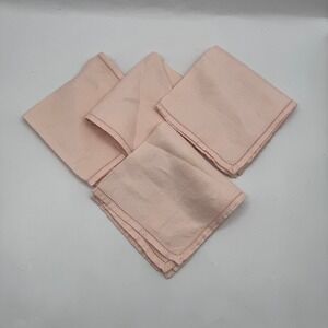 Hemstitch Linen Napkins Set of 4 Pink Vintage Table Linens 10x10 Read